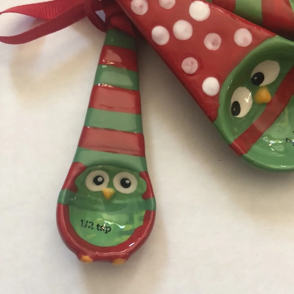 Pier One Hand painted owl ceramic measuring spoon set